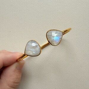 Gold Margaret Elizabeth Bangle with White Stones